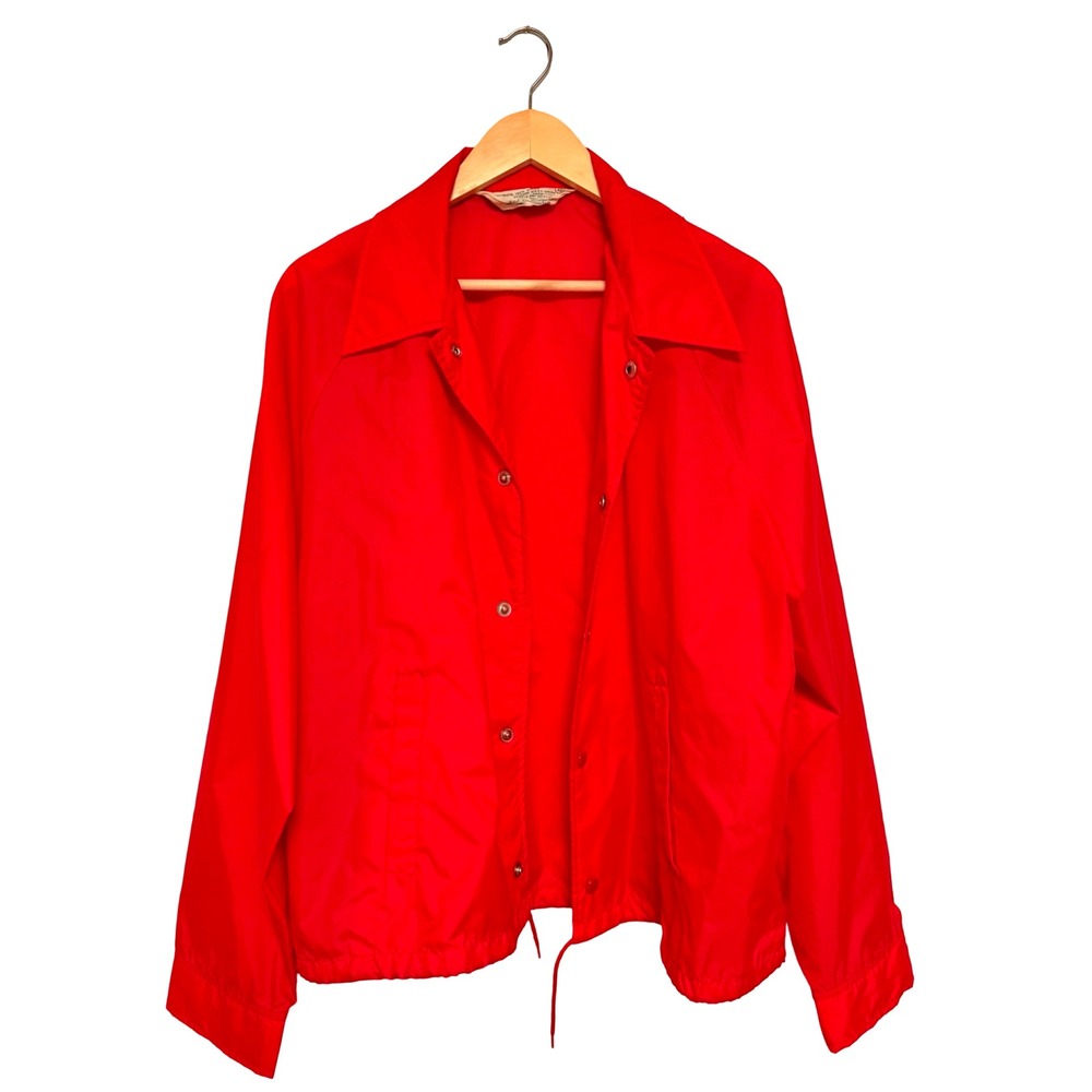 Vintage Kmart Coaches Jacket Mens XL Red 70s 80s Windbreaker Water Repellent